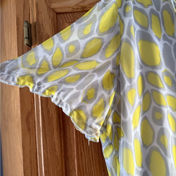 INC International Concepts Women's Yellow and Gray Ruffle Blouse - Picture 4 of 5